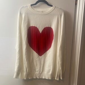 Heart Design Women's Sweater - White and Red